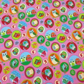 Трикотаж Кулирка Совушки