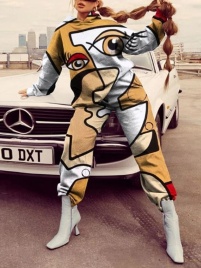 Трикотаж Футер 2-нитка Петля Лица абстракция коричневая