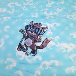 Трикотаж Кулирка Купон Котейка на самокате