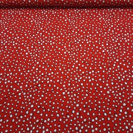 Трикотаж Кулирка Горошек на красном