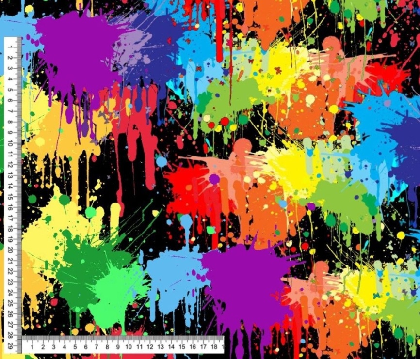 Трикотаж Футер 2-нитка Петля Брызги на чёрном фото 1