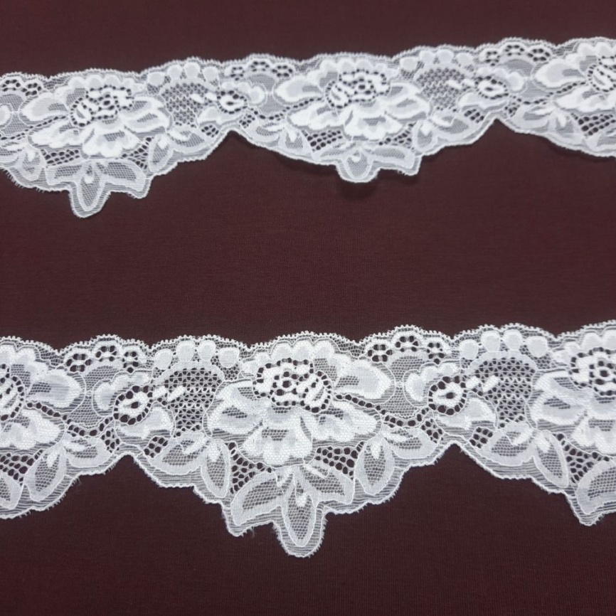 Кружево ш. 75 мм. эластичное Белое фото 1