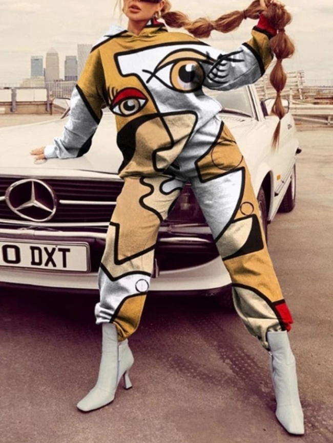 Трикотаж Футер 2-нитка Петля Лица абстракция коричневая фото 1