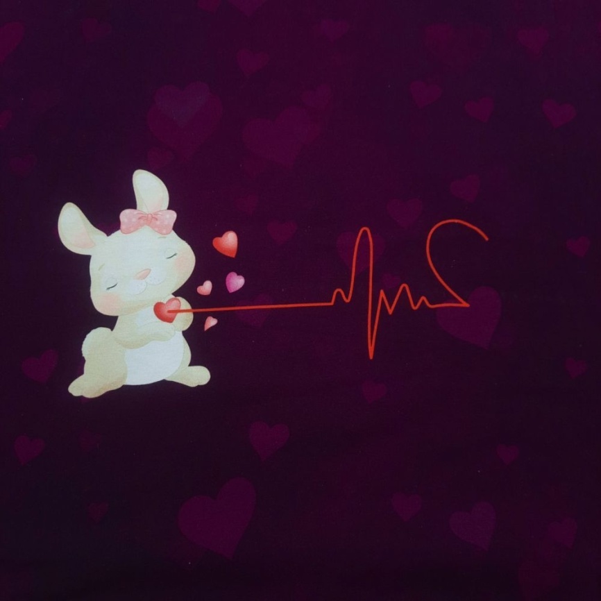 Трикотаж Кулирка Купон Любовь на бордовом фото 2