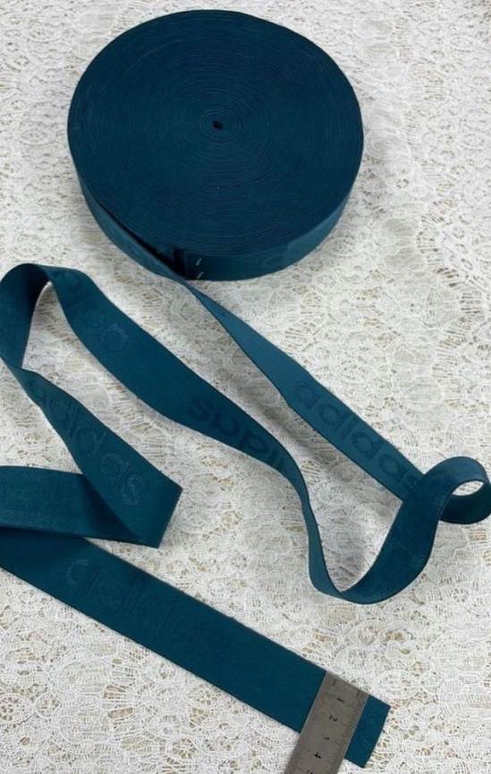 Резинка Декоративная ш. 35 мм. Adidas петроль фото 1