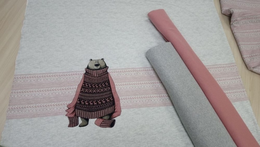 Трикотаж Футер 2-нитка Петля Купон Мишка на терракоте фото 1