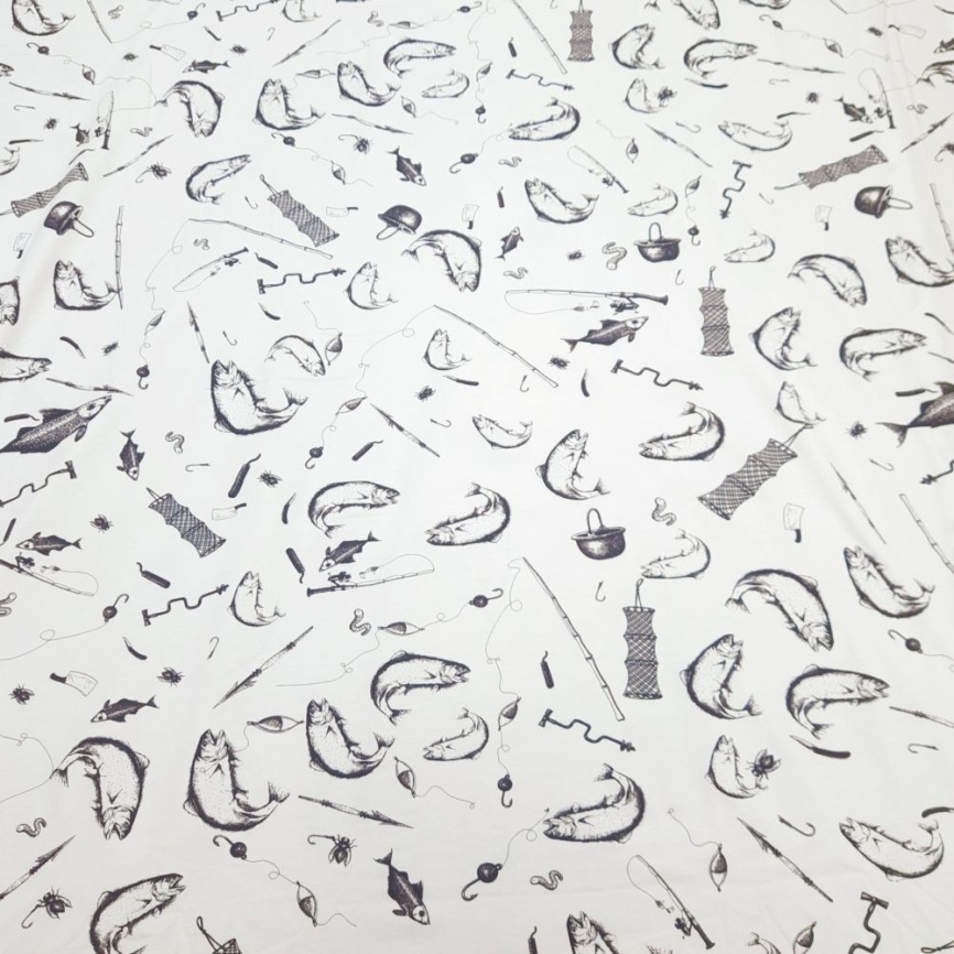 Трикотаж Кулирка Уха на белом фото 1