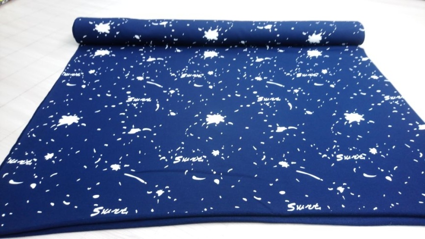 Трикотаж Футер 2-нитка Петля Брызги на синем фото 1