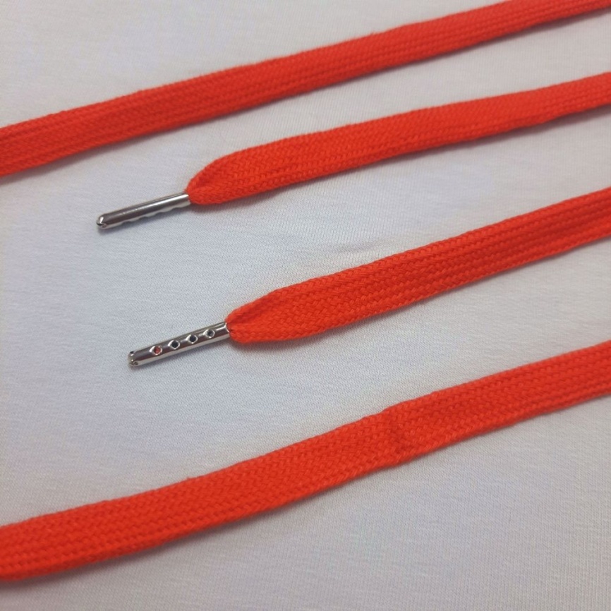 Шнурки плоские 125 см., ш. 10 мм., металлический наконечник, тёмно-оранжевые фото 1