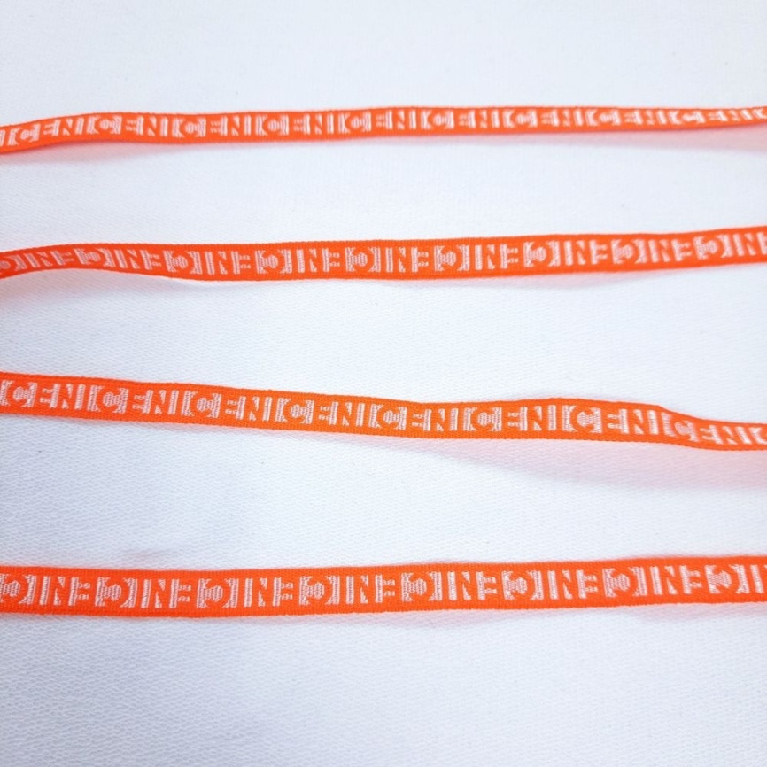 Лента репсовая ш. 10 мм. Nice белый на оранже фото 1