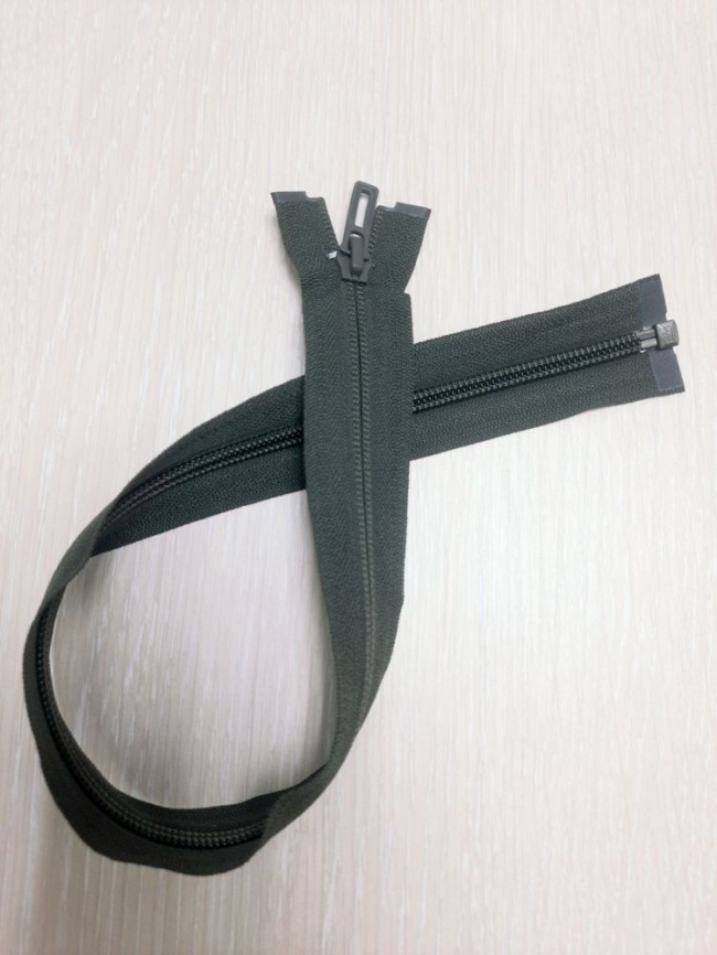 Молния Полупотайная Разъемная 47 см. Серо-зёленая фото 1
