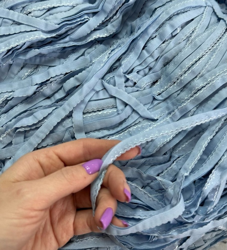 Резинка Декоративная ш. 10 мм. Двойная Фестоны Голубая фото 1