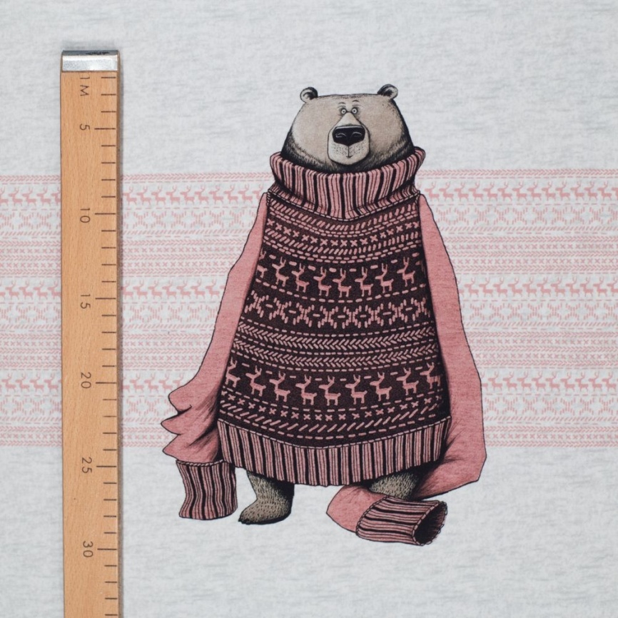 Трикотаж Футер 2-нитка Петля Купон Мишка на терракоте фото 2