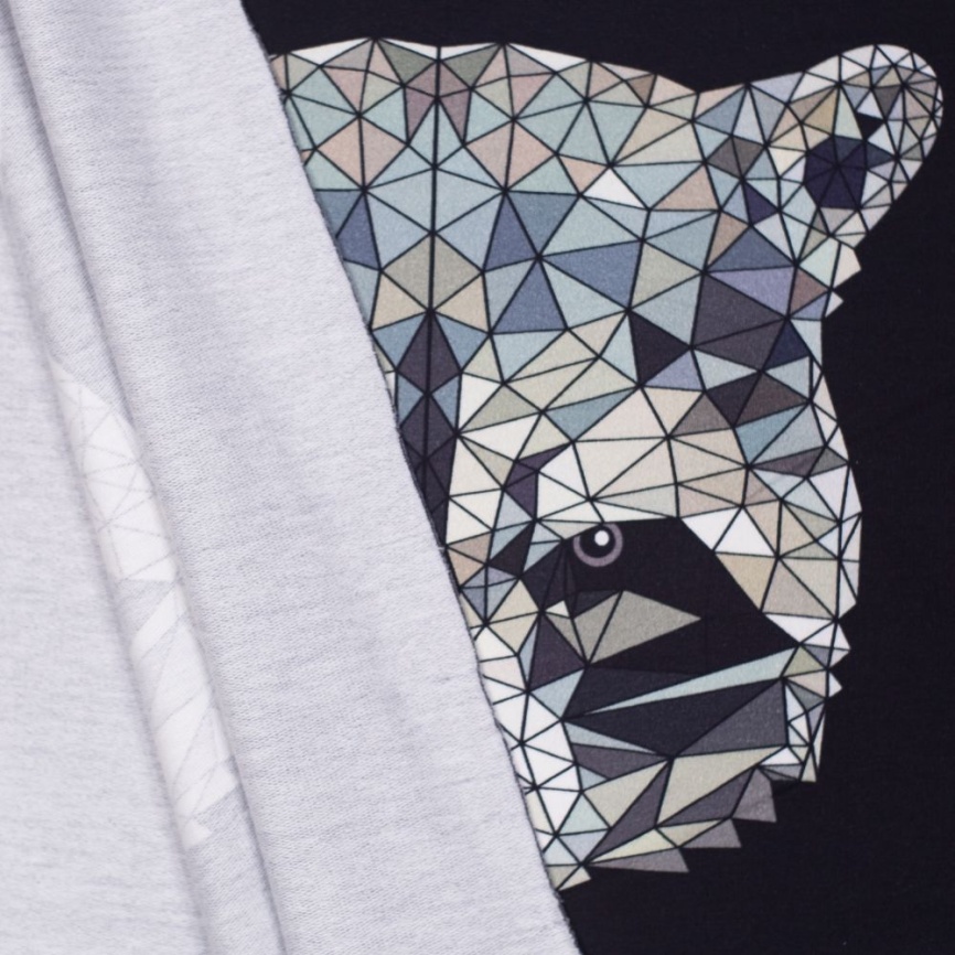 Трикотаж Футер 2-нитка Петля Купон Енот на чёрном фото 3