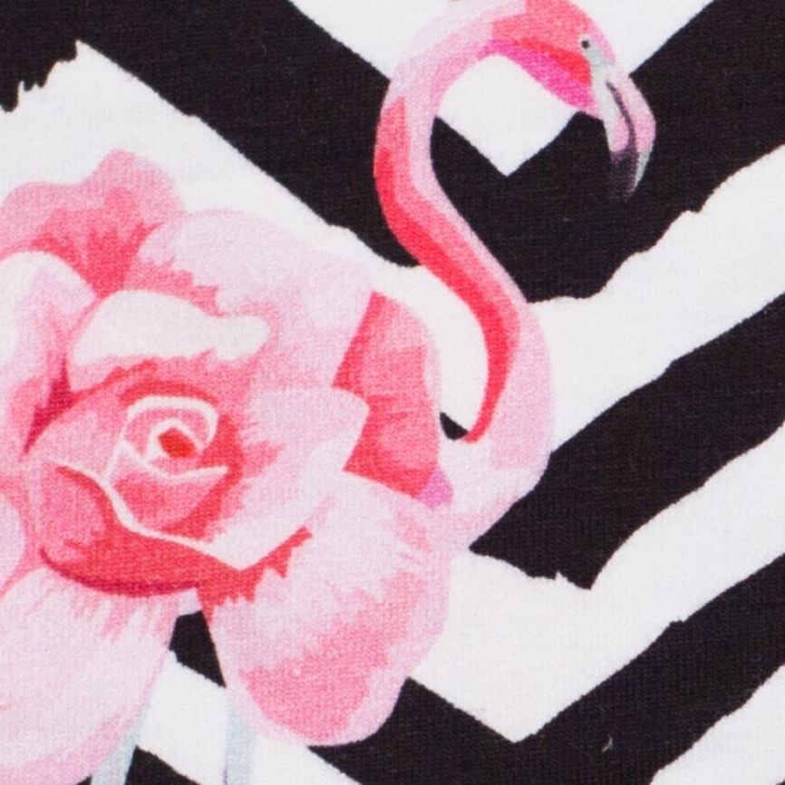 Трикотаж Кулирка Фламинго на зигзагах фото 2