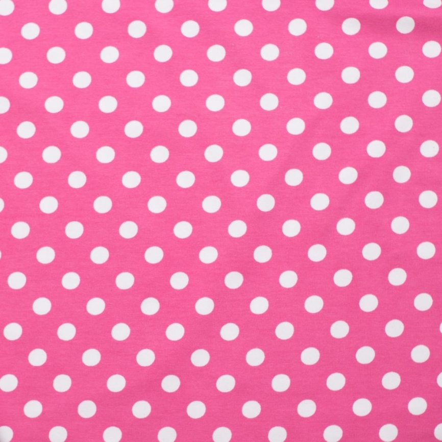 Трикотаж Кулирка Горошек на розовом фото 1