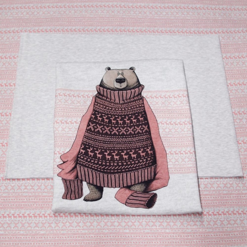 Трикотаж Футер 2-нитка Петля Купон Мишка на терракоте фото 3