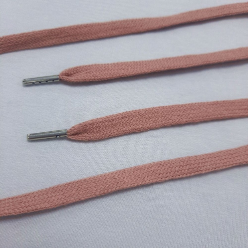 Шнурки плоские 125 см., ш. 10 мм., металлический наконечник, сухая роза фото 1