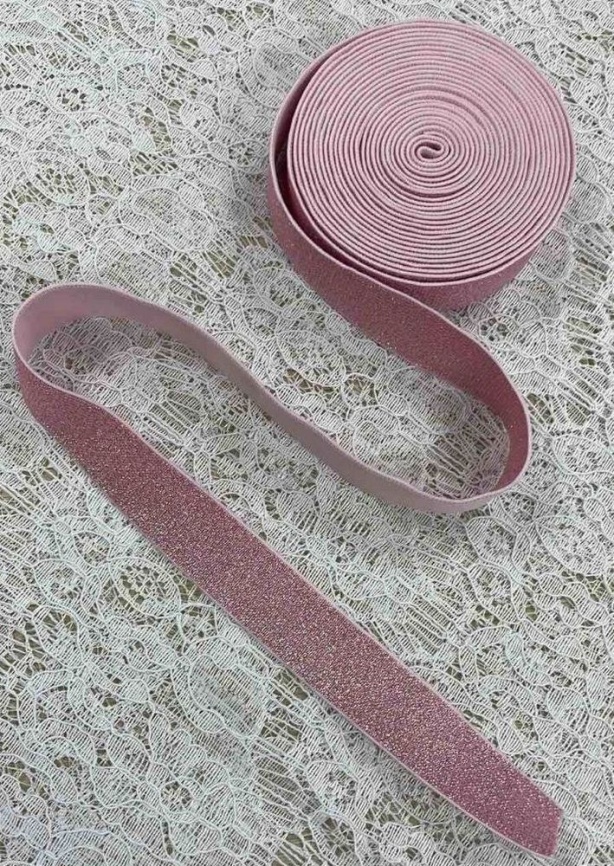 Резинка Декоративная ш. 25 мм. с люрексом розовая фото 1