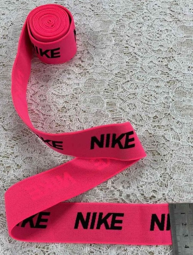 Резинка Декоративная ш. 38 мм. Nike чёрный на розовом фото 1