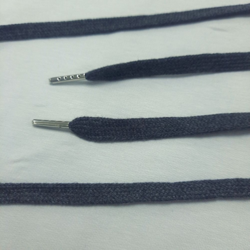 Шнурки плоские 125 см., ш. 10 мм., металлический наконечник, антрацит фото 1