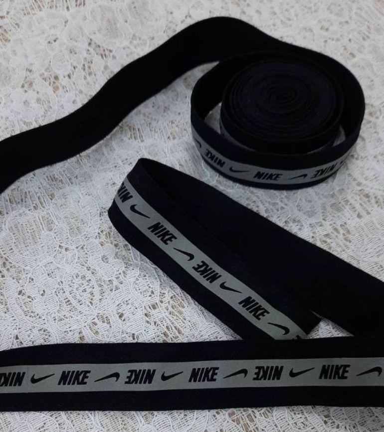 Лента отделочная ш. 30 мм. Nike на чёрном фото 1