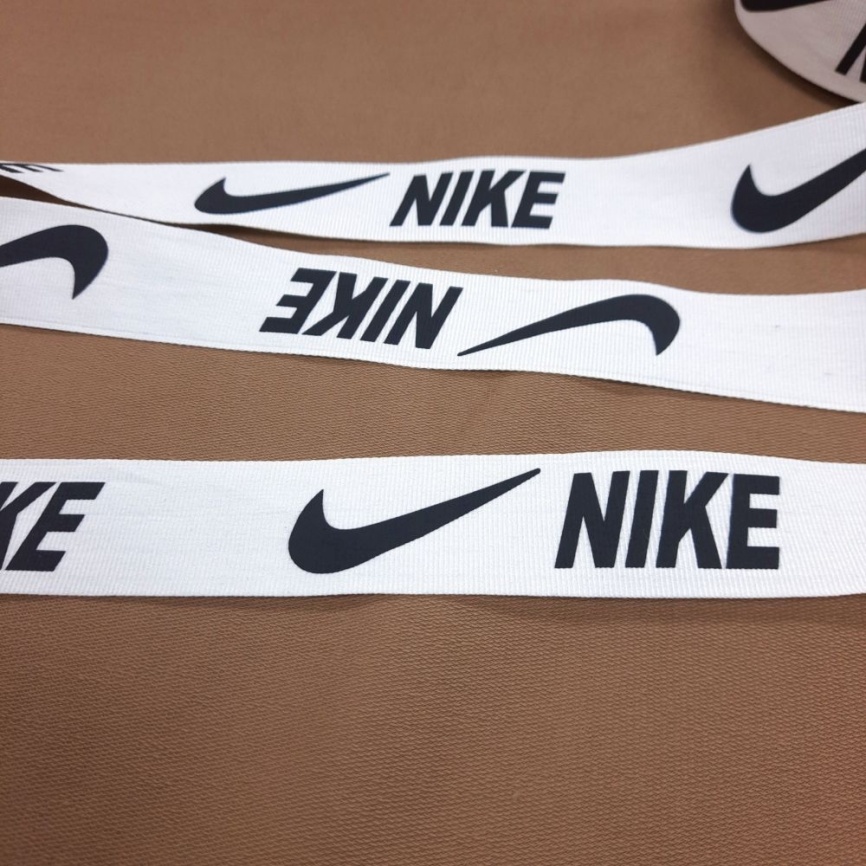 Лента репсовая ш. 38 мм. Nike чёрный на белом фото 1