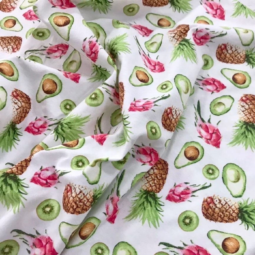 Трикотаж Кулирка Ананасы и авокадо фото 1